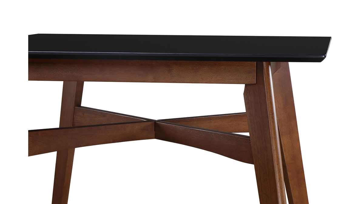 Table de bar carre bois et noir H91.5 cm LEENA