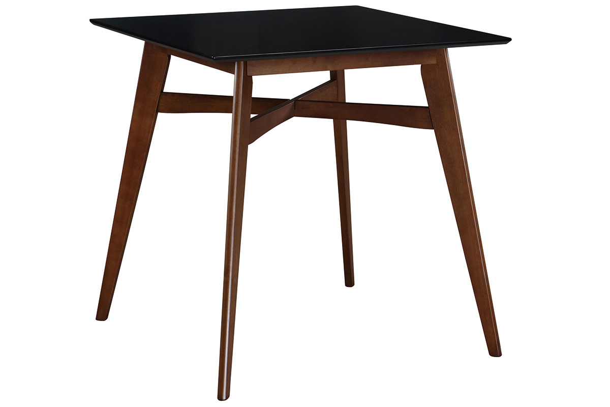 Table de bar carr�e bois et noir H91.5 cm LEENA