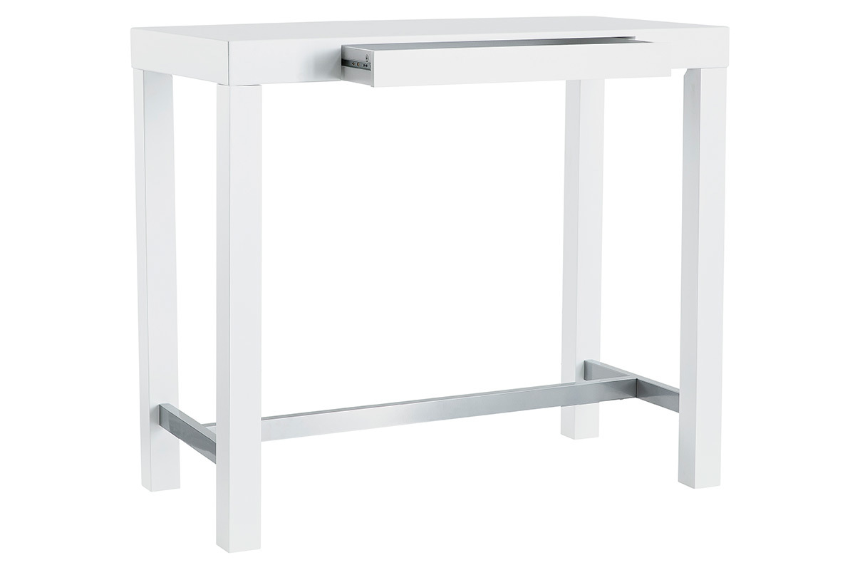Table de bar design blanc laqu� mat ALEX