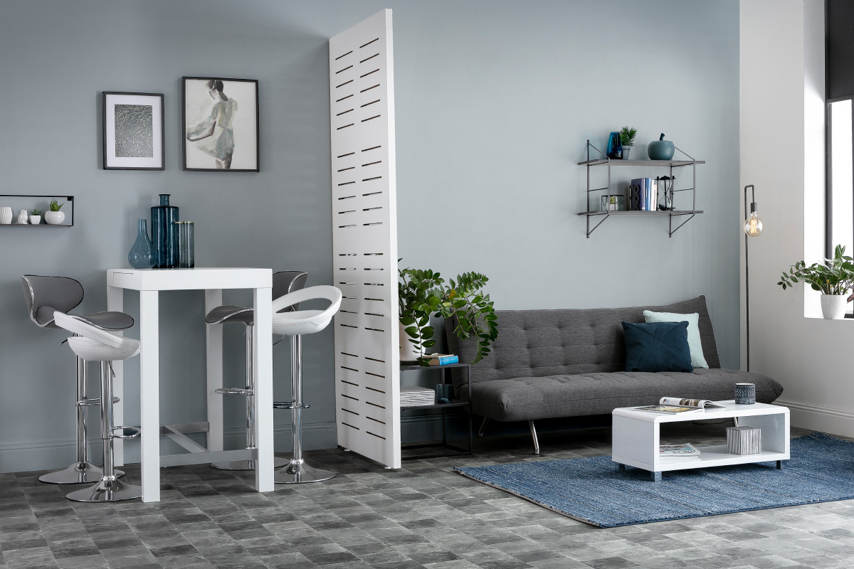 Table de bar design blanc laqu� mat ALEX