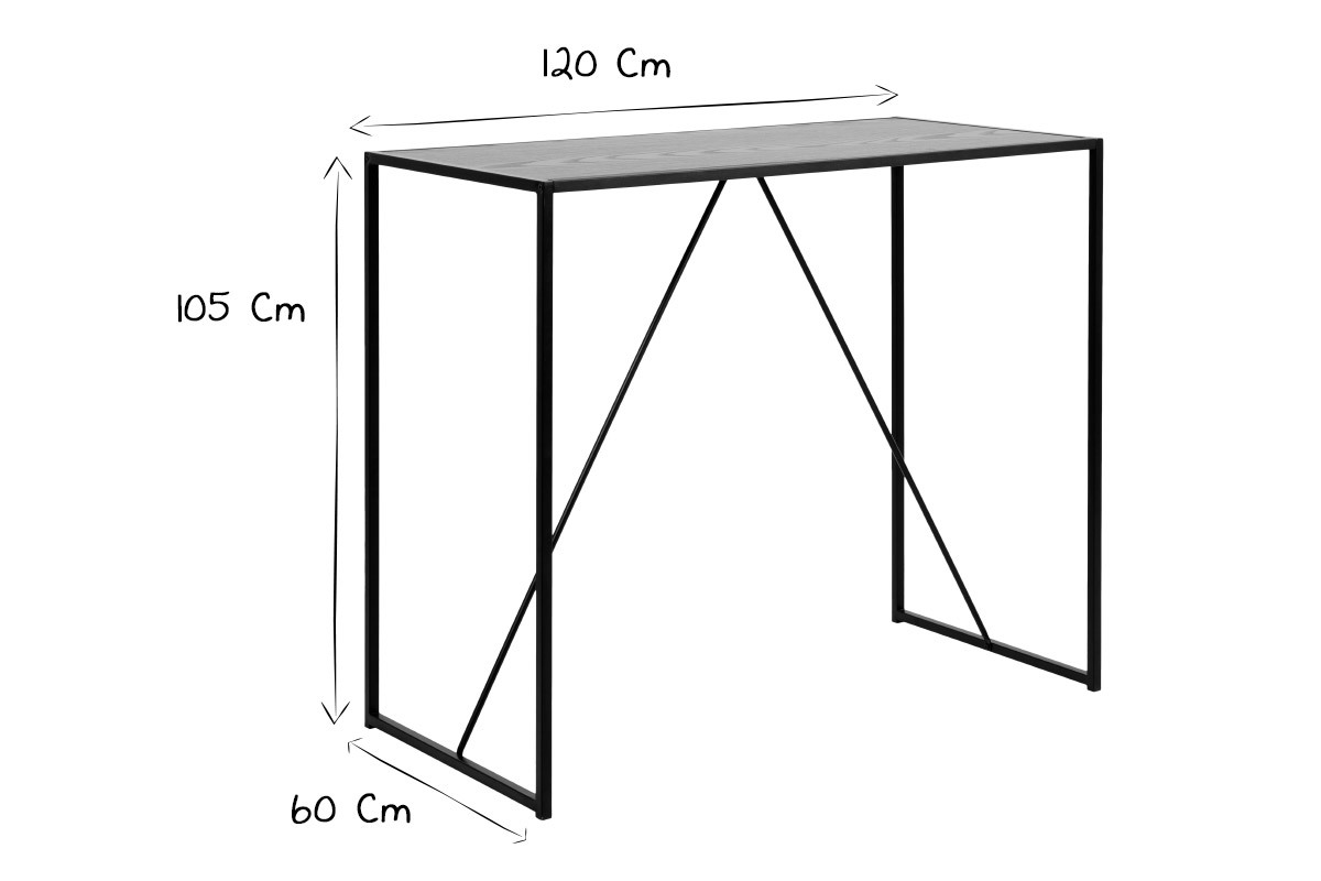 Table de bar design bois noir et m�tal TRESCA