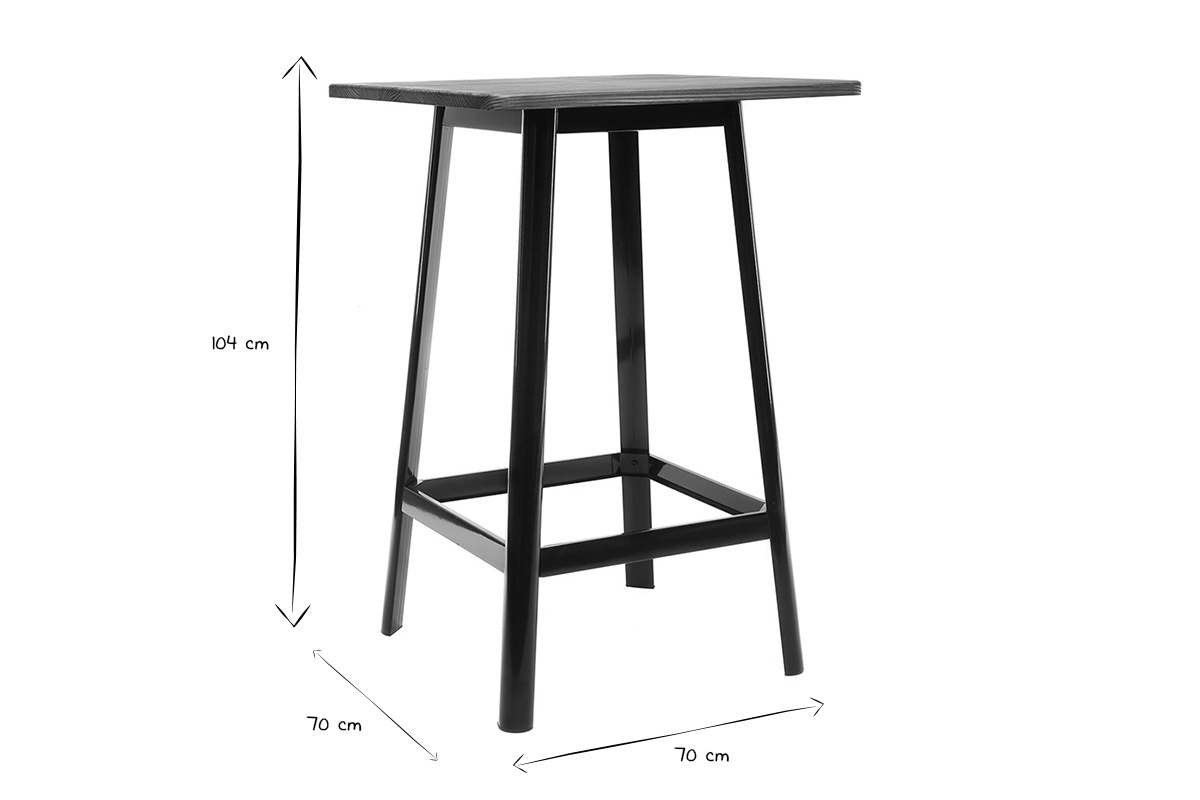 Table de bar design noire L70 cm JONES