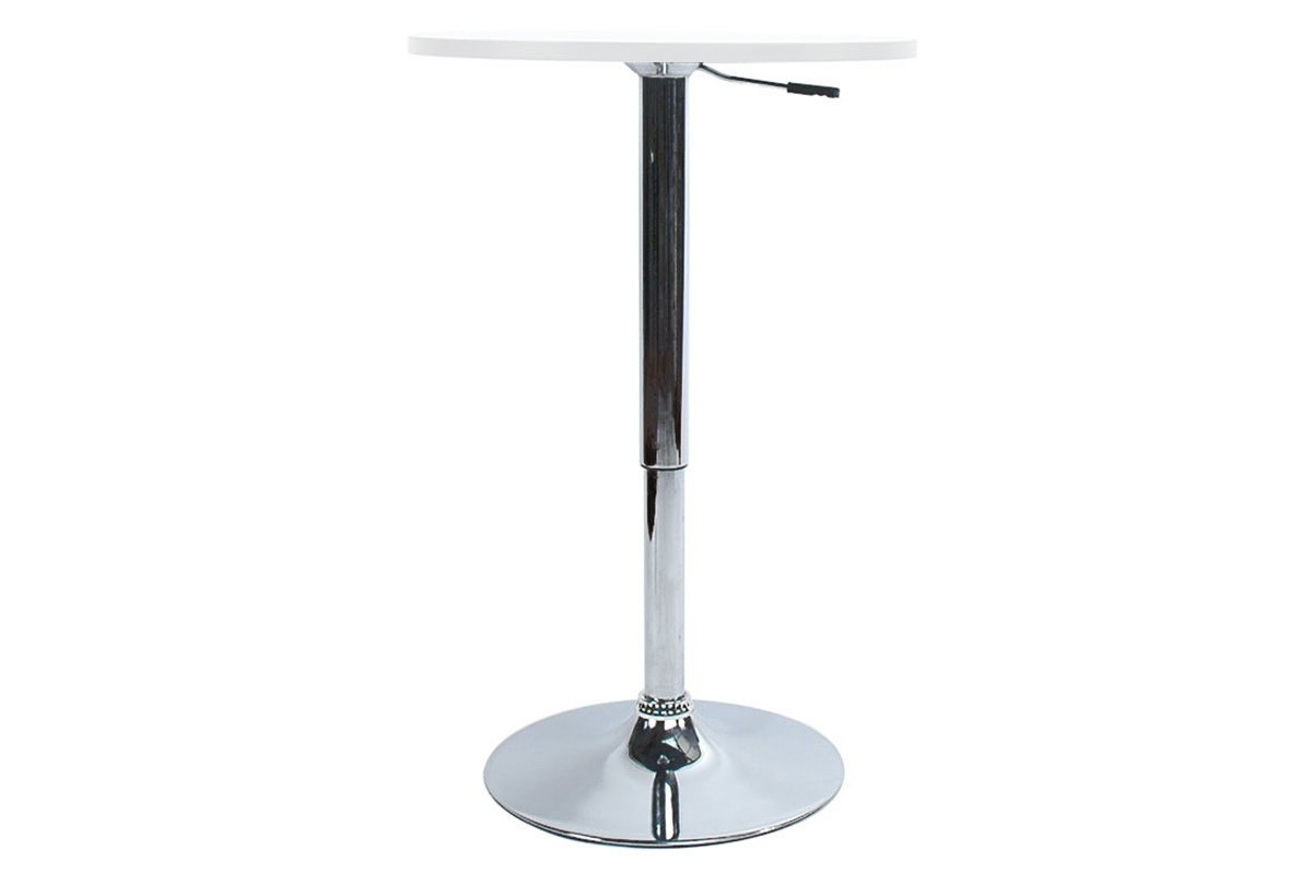 Table de bar design ronde rglable en hauteur / mange debout CHARLIE blanc