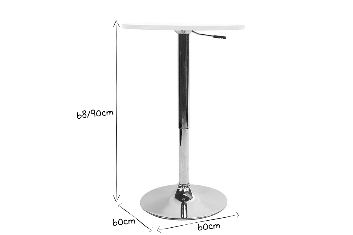 Table de bar design ronde rglable en hauteur / mange debout CHARLIE blanc