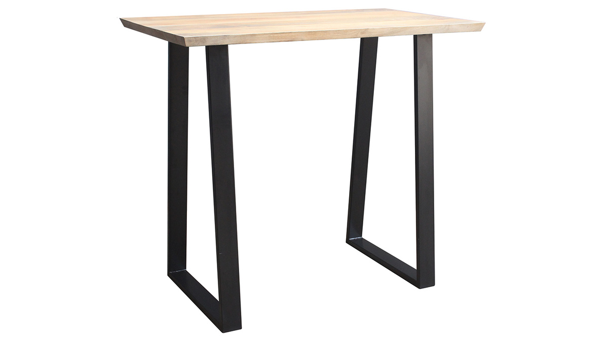 Table de bar en bois manguier massif et mtal noir L120 cm VIJAY