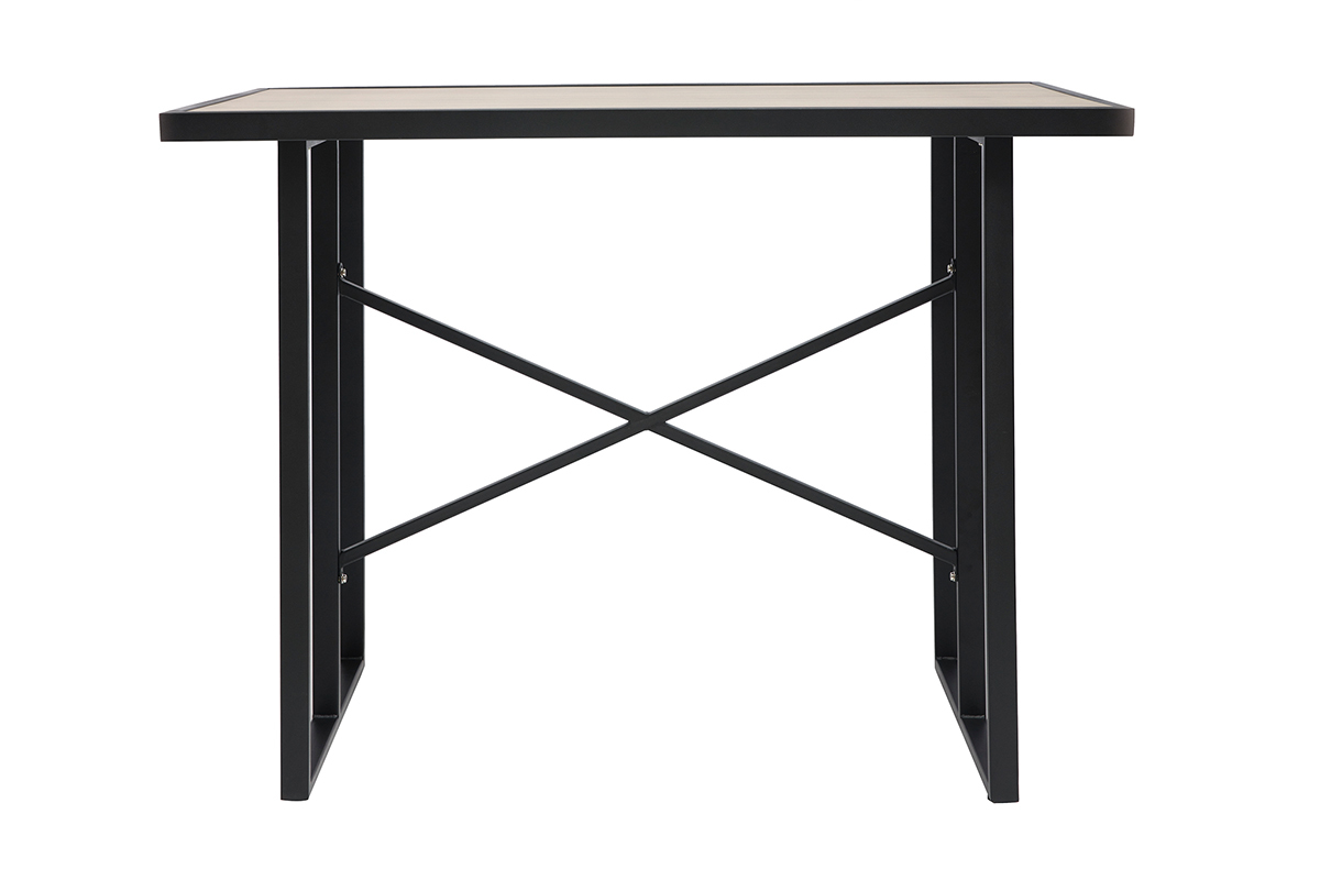 Table de bar en mtal et verre motif bois QUITO