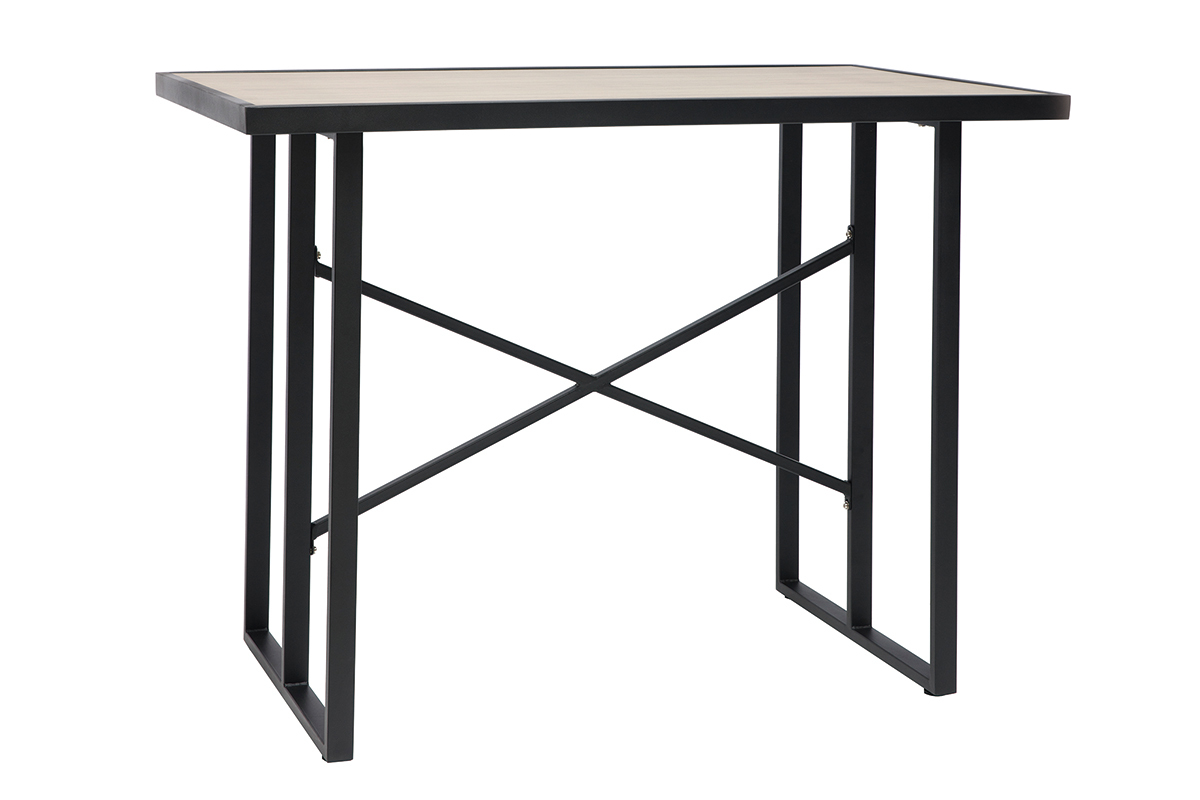 Table de bar en mtal et verre motif bois QUITO
