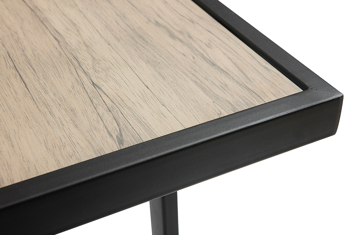 Table de bar en mtal et verre motif bois QUITO