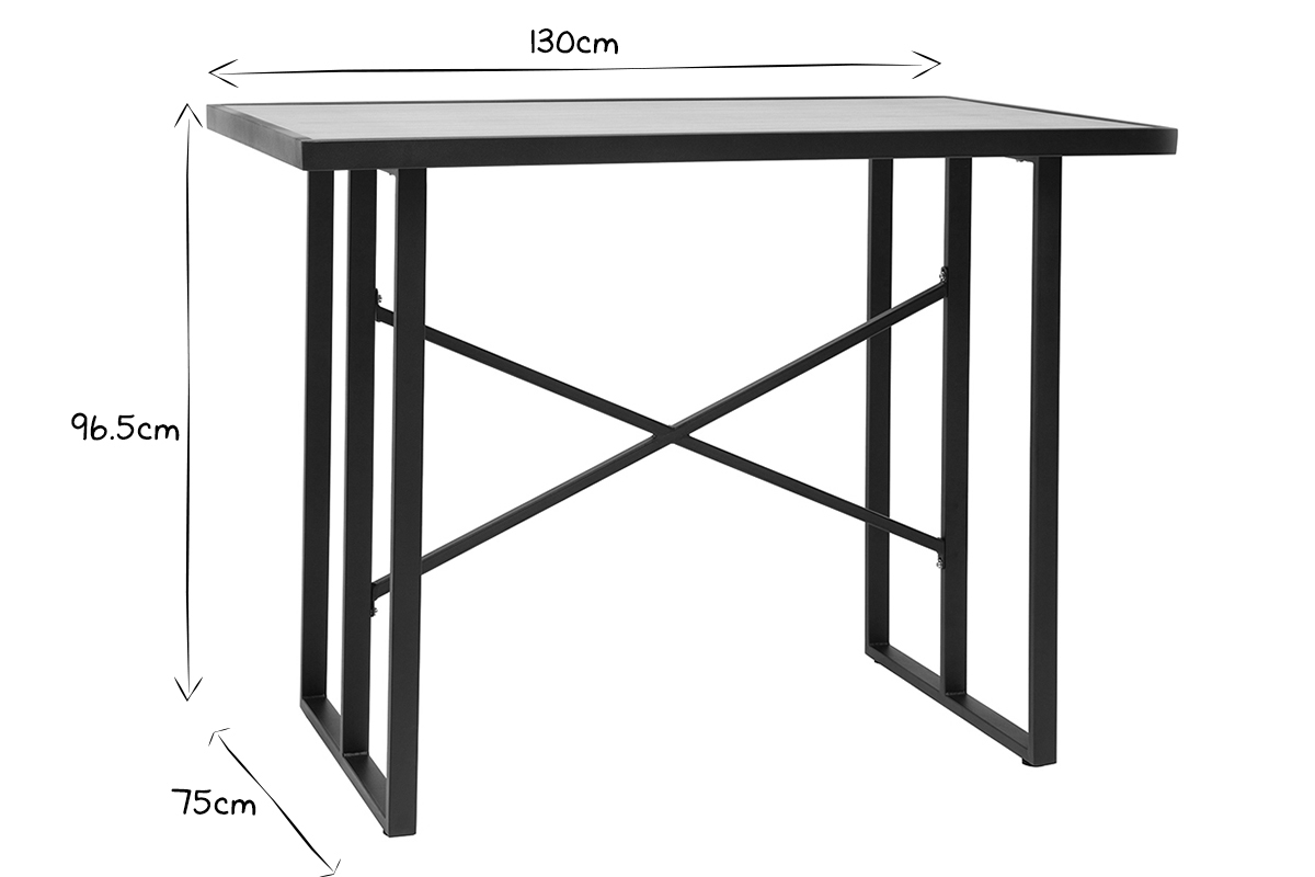 Table de bar en mtal et verre motif bois QUITO