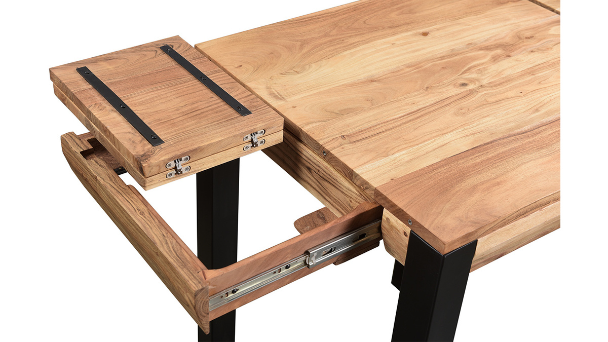 Table de bar extensible en bois massif et mtal L80-135 cm TRAP
