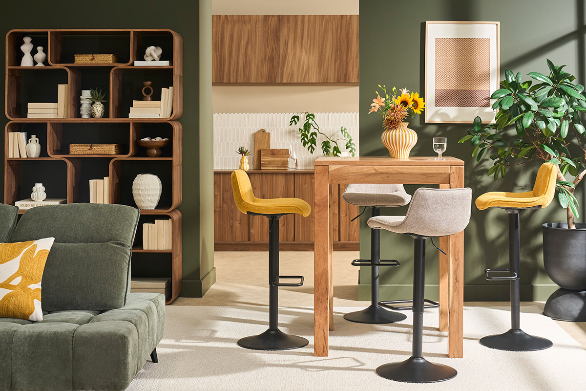 Table de bar haute extensible carr�e en bois massif L80-135 cm BALTO