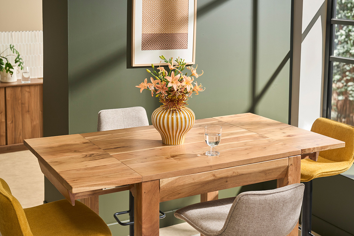 Table de bar haute extensible carr�e en bois massif L80-135 cm BALTO