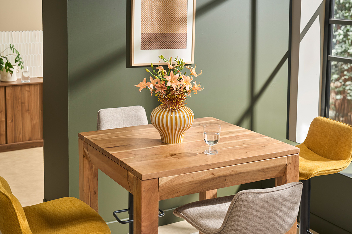Table de bar haute extensible carr�e en bois massif L80-135 cm BALTO