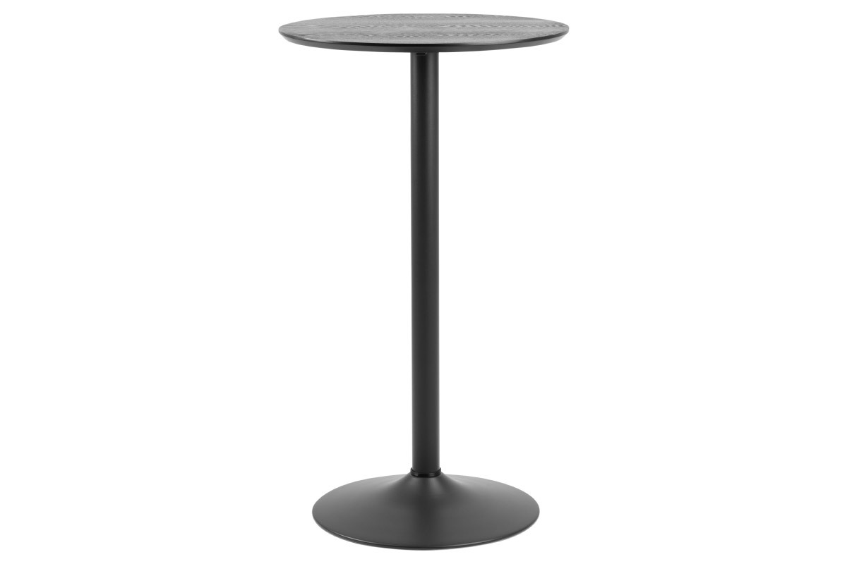 Table de bar ronde bois noir et mtal D60 cm KALI