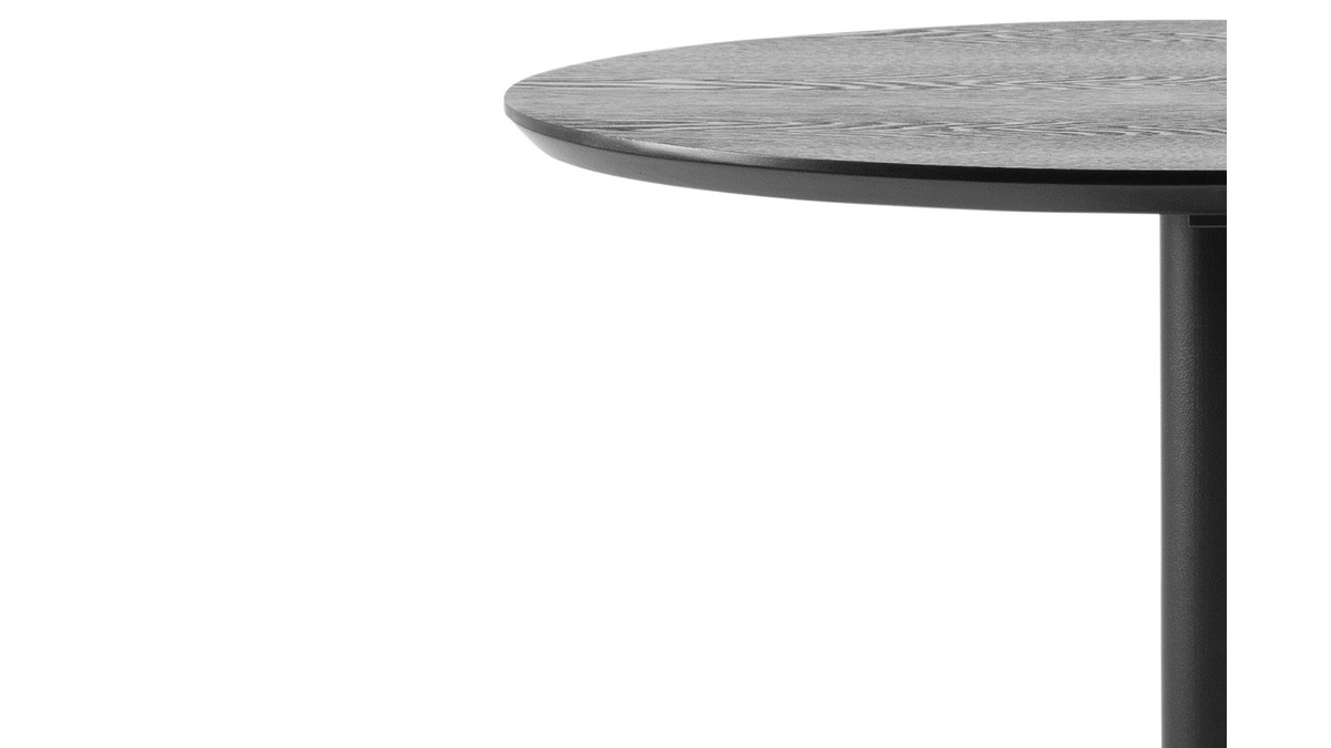 Table de bar ronde bois noir et mtal D60 cm KALI