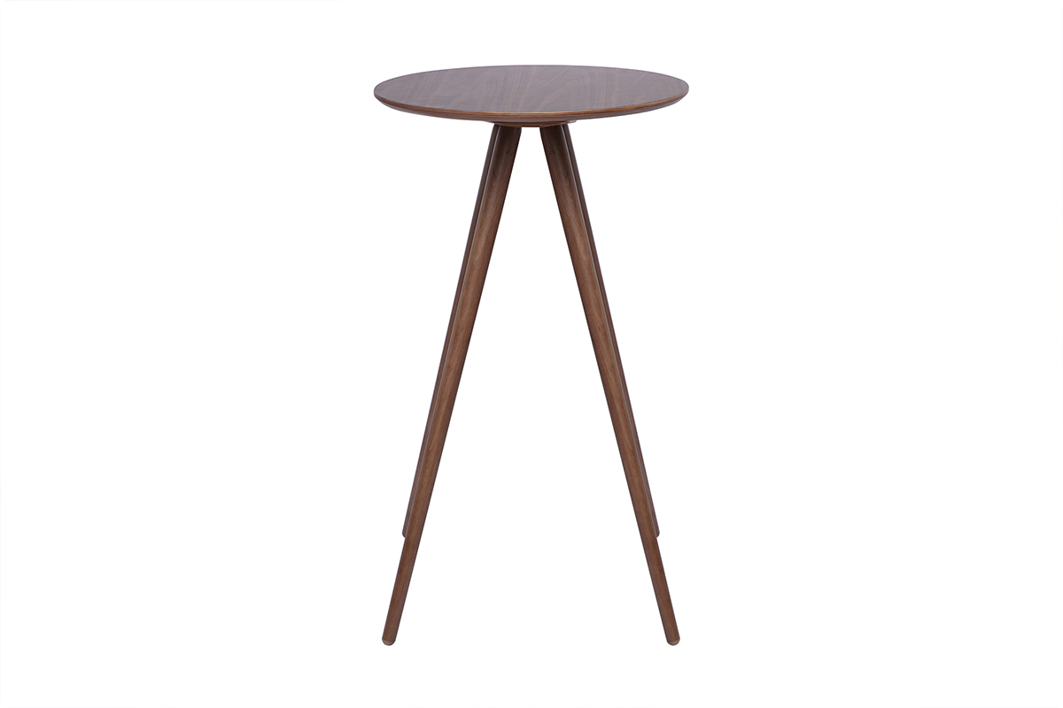 Table de bar ronde en bois fonc� noyer L60 cm NORDECO