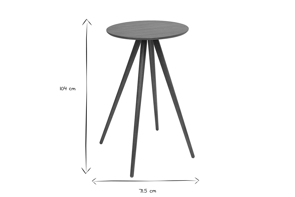 Table de bar ronde en bois fonc� noyer L60 cm NORDECO