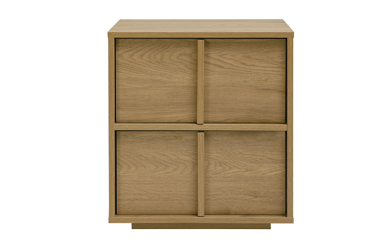 Table de chevet 2 tiroirs finition bois clair ch�ne LOTHAIRE