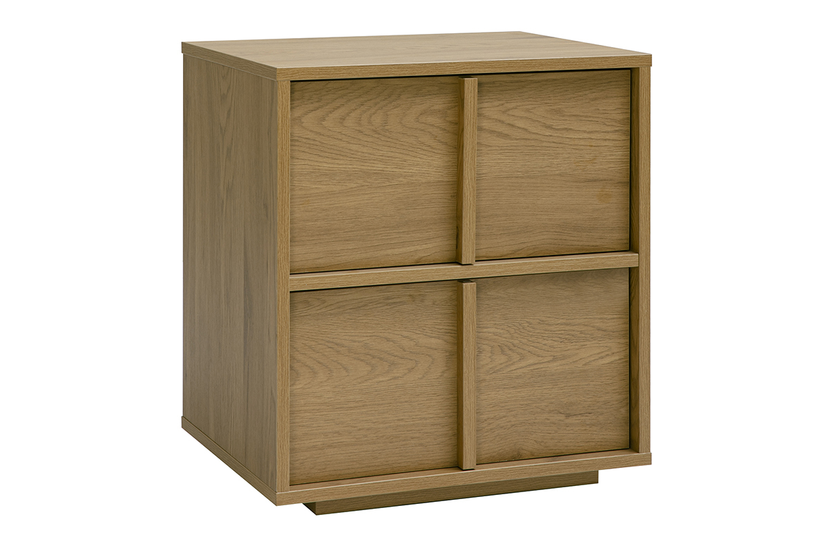 Table de chevet 2 tiroirs finition bois clair ch�ne LOTHAIRE