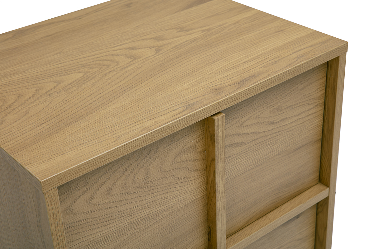 Table de chevet 2 tiroirs finition bois clair ch�ne LOTHAIRE