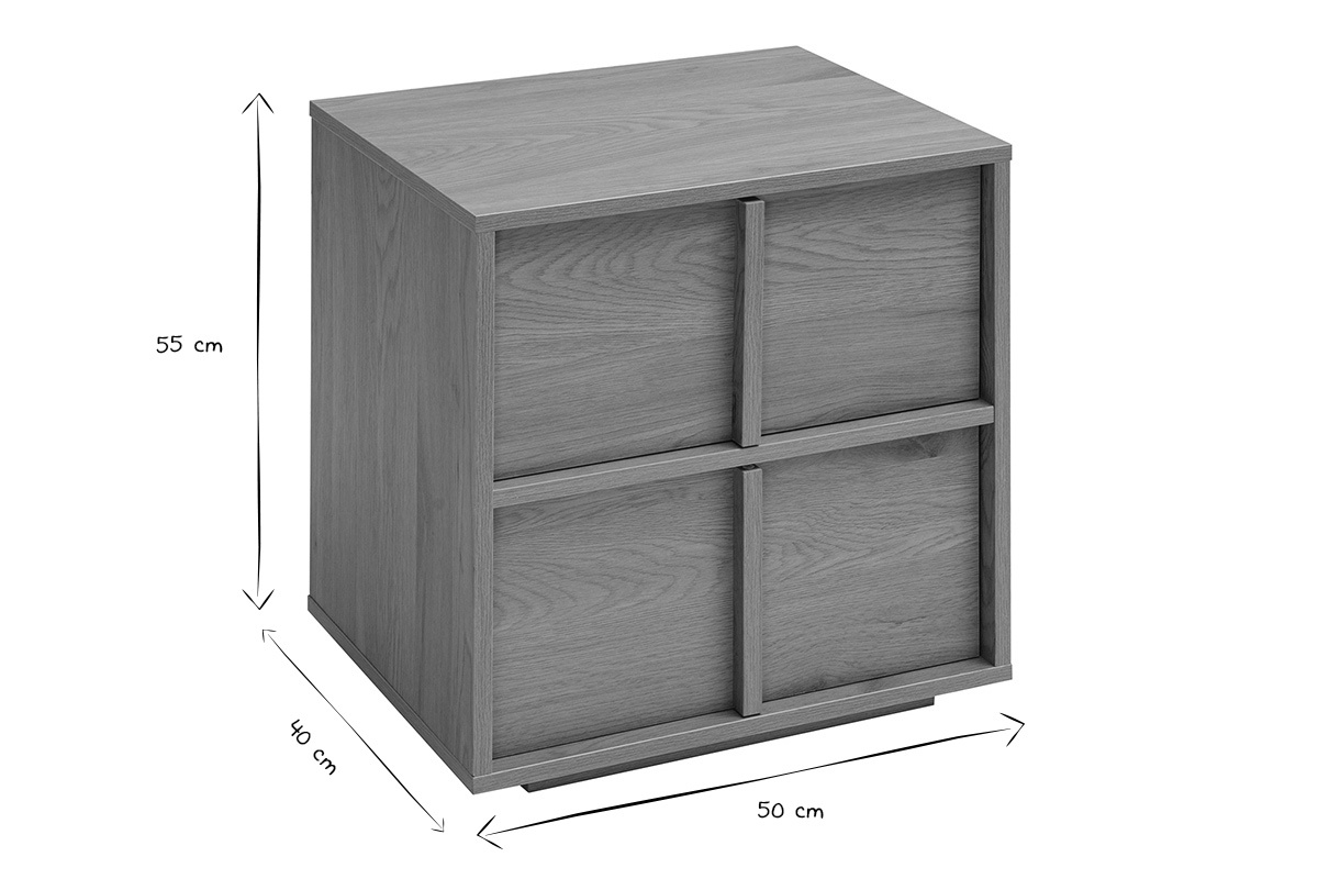 Table de chevet 2 tiroirs finition bois clair ch�ne LOTHAIRE