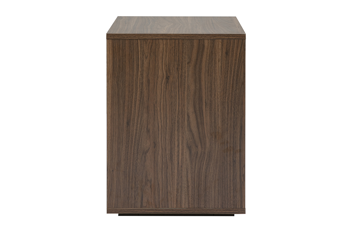 Table de chevet 2 tiroirs finition bois fonc� noyer LOTHAIRE