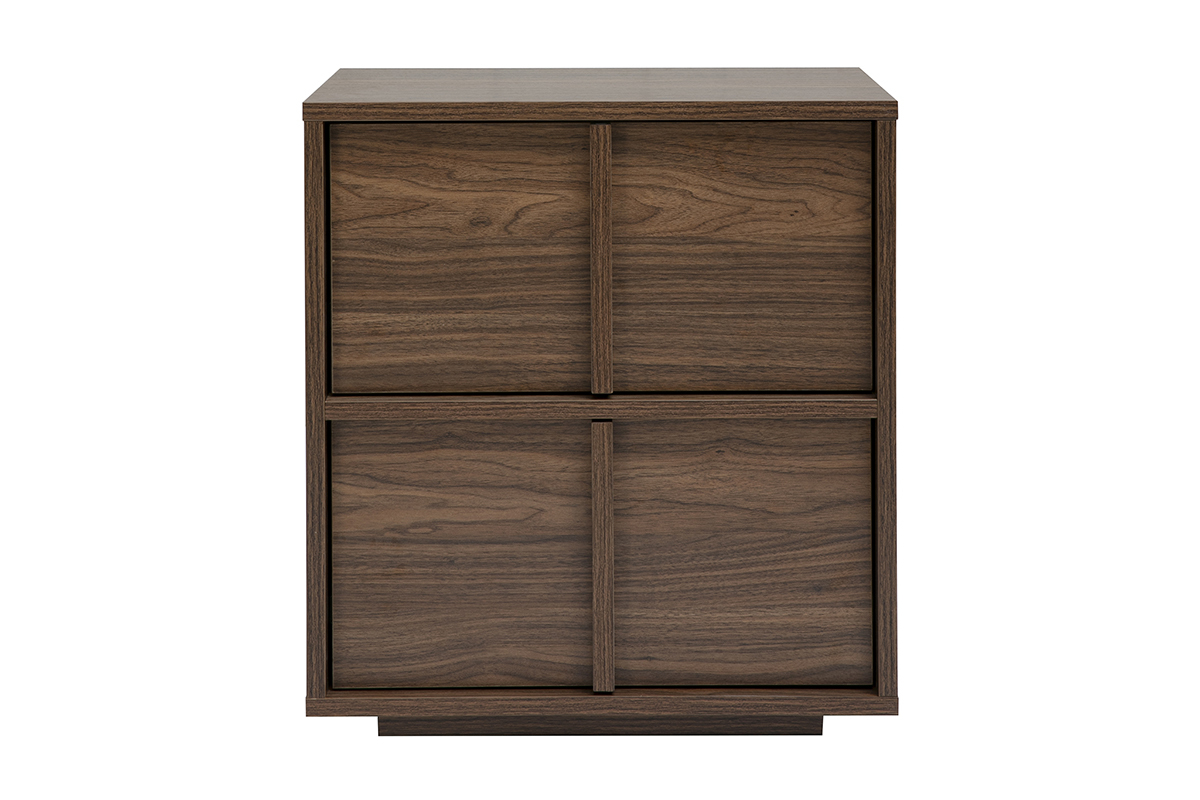 Table de chevet 2 tiroirs finition bois fonc� noyer LOTHAIRE