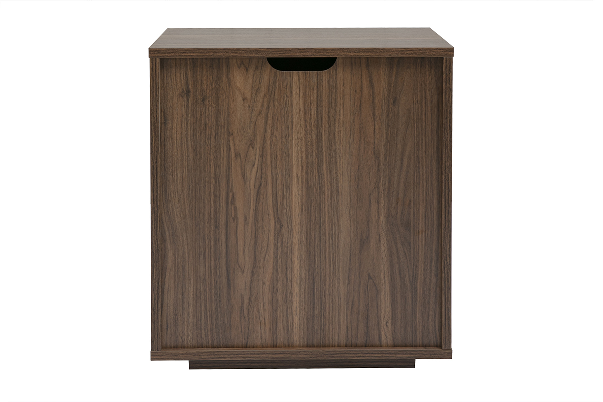 Table de chevet 2 tiroirs finition bois fonc� noyer LOTHAIRE