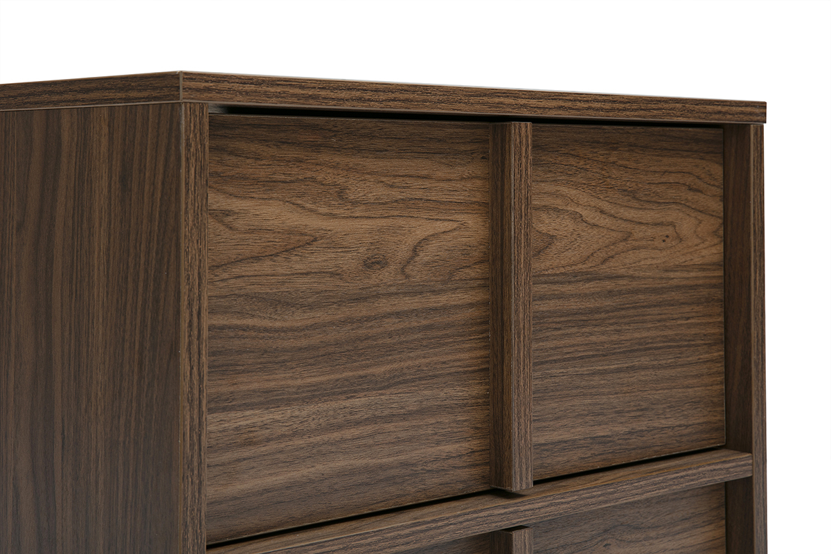 Table de chevet 2 tiroirs finition bois fonc� noyer LOTHAIRE