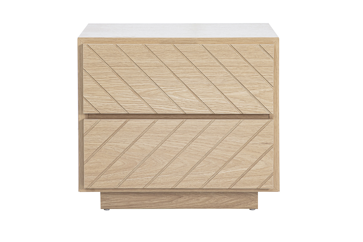 Table de chevet avec rangements 2 tiroirs finition bois ch�ne MATALA
