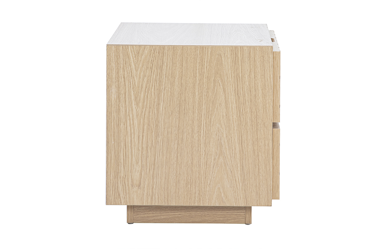 Table de chevet avec rangements 2 tiroirs finition bois ch�ne MATALA