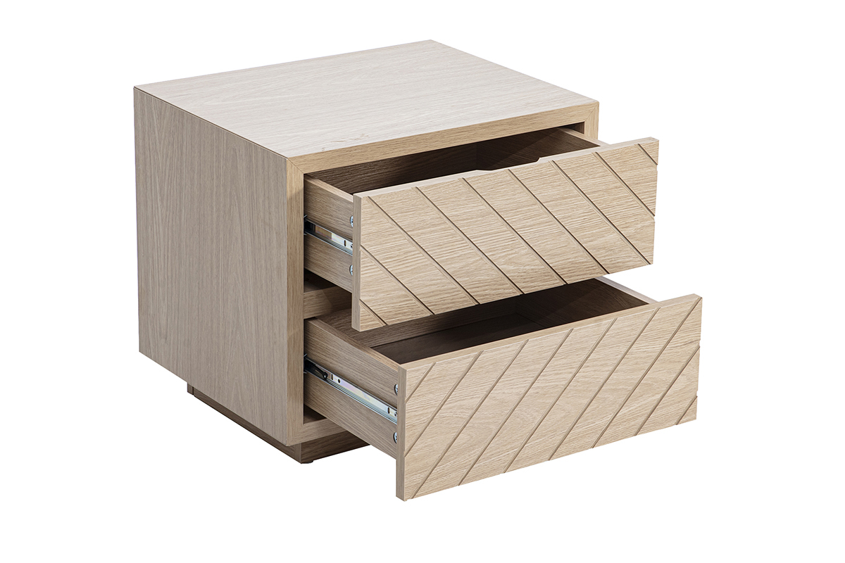 Table de chevet avec rangements 2 tiroirs finition bois ch�ne MATALA