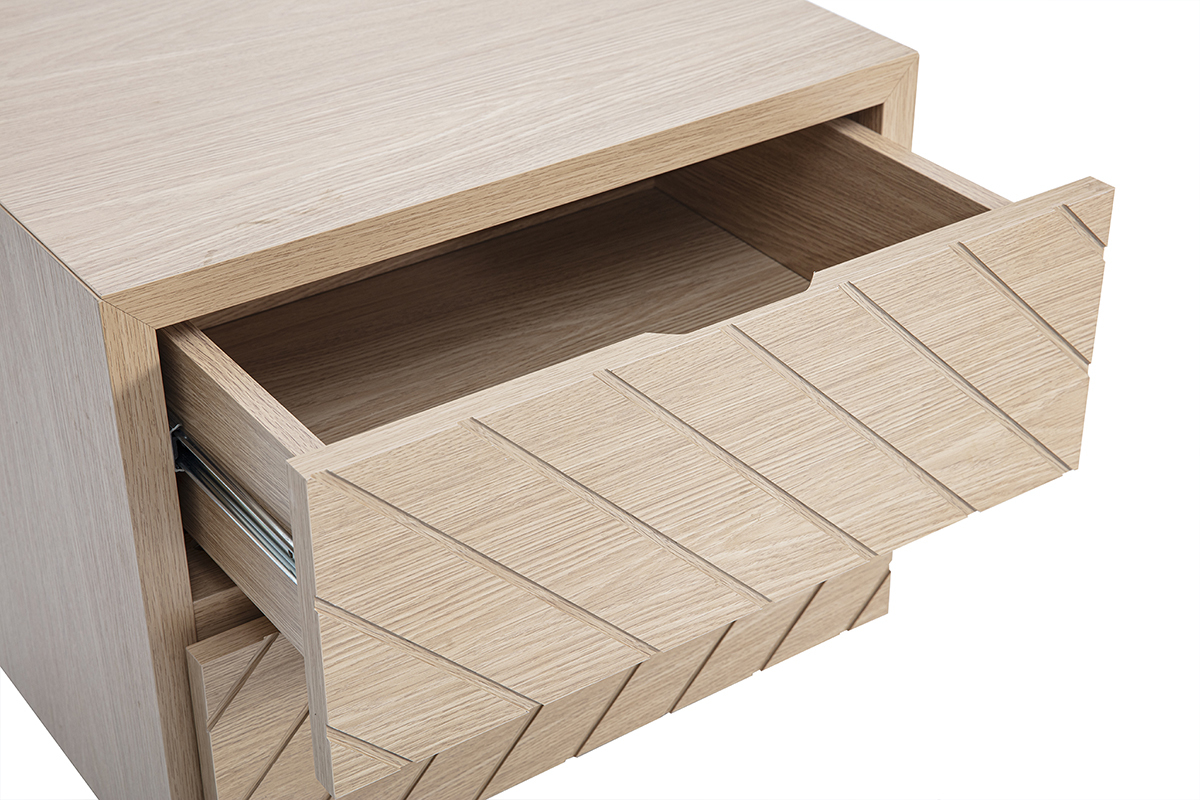 Table de chevet avec rangements 2 tiroirs finition bois ch�ne MATALA