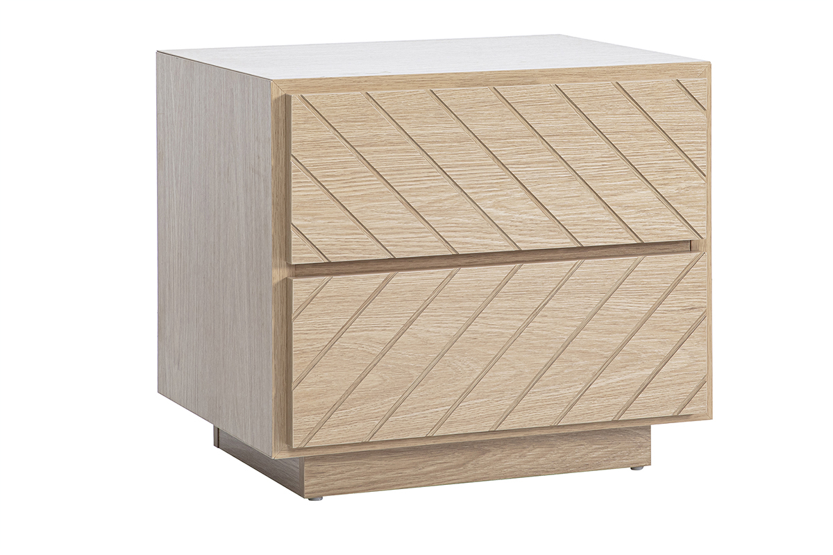 Table de chevet avec rangements 2 tiroirs finition bois ch�ne MATALA