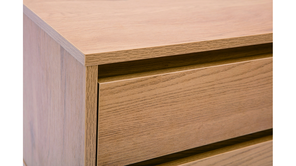 Table de chevet avec rangements 2 tiroirs finition bois clair chne L50 cm ARAGON