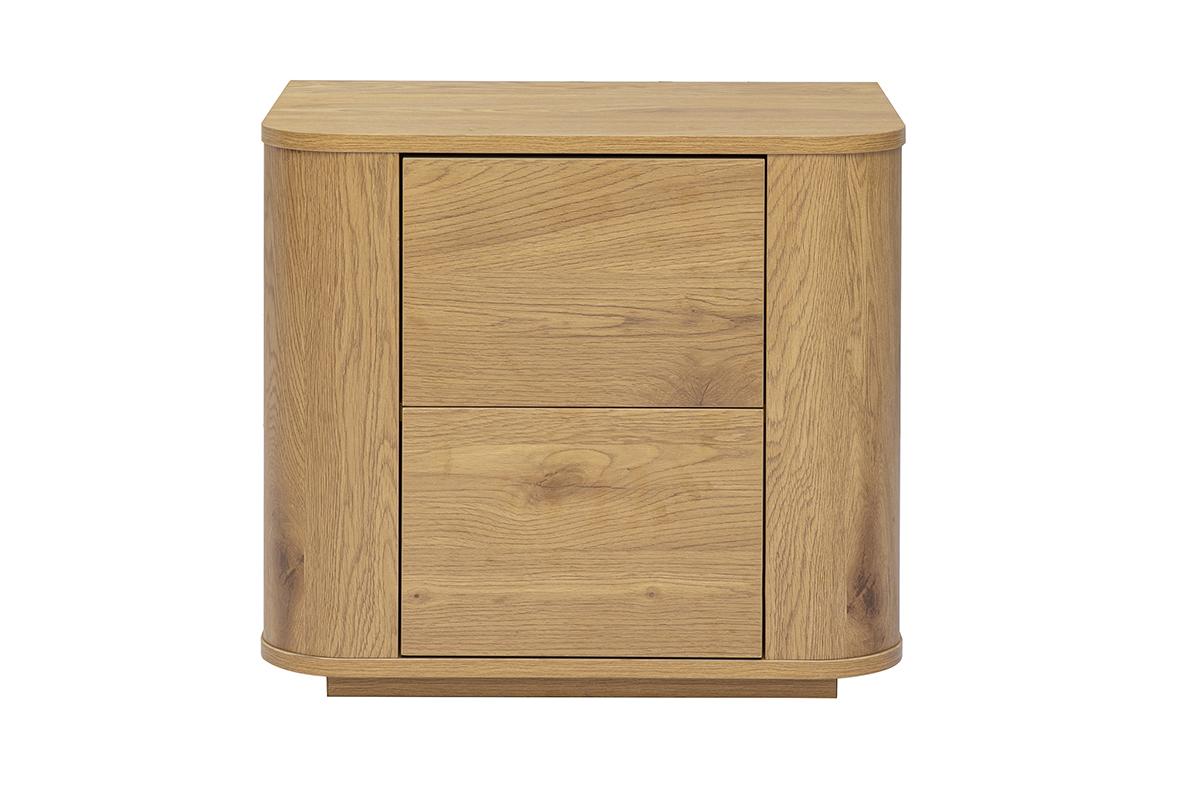Table de chevet avec rangements 2 tiroirs finition bois clair ch�ne NEGAN