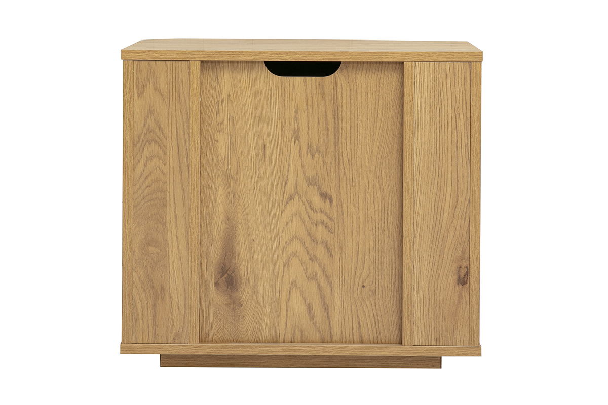 Table de chevet avec rangements 2 tiroirs finition bois clair ch�ne NEGAN