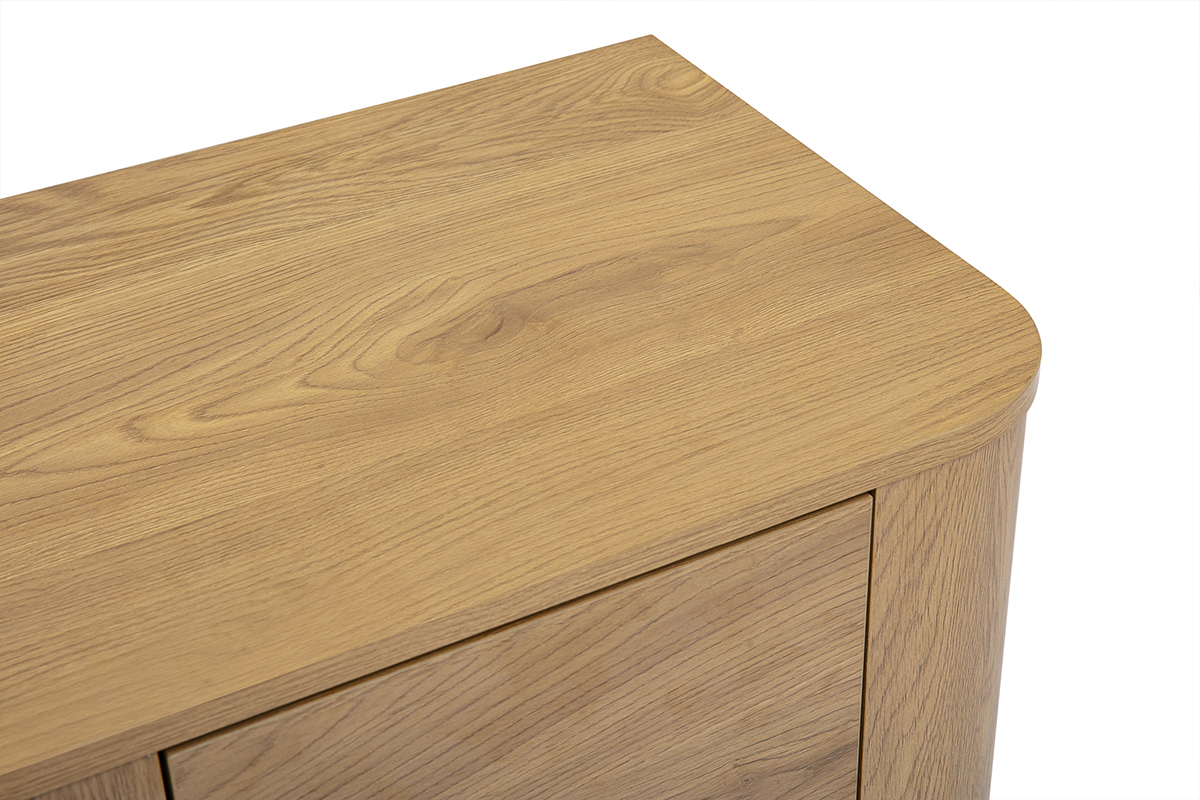 Table de chevet avec rangements 2 tiroirs finition bois clair ch�ne NEGAN
