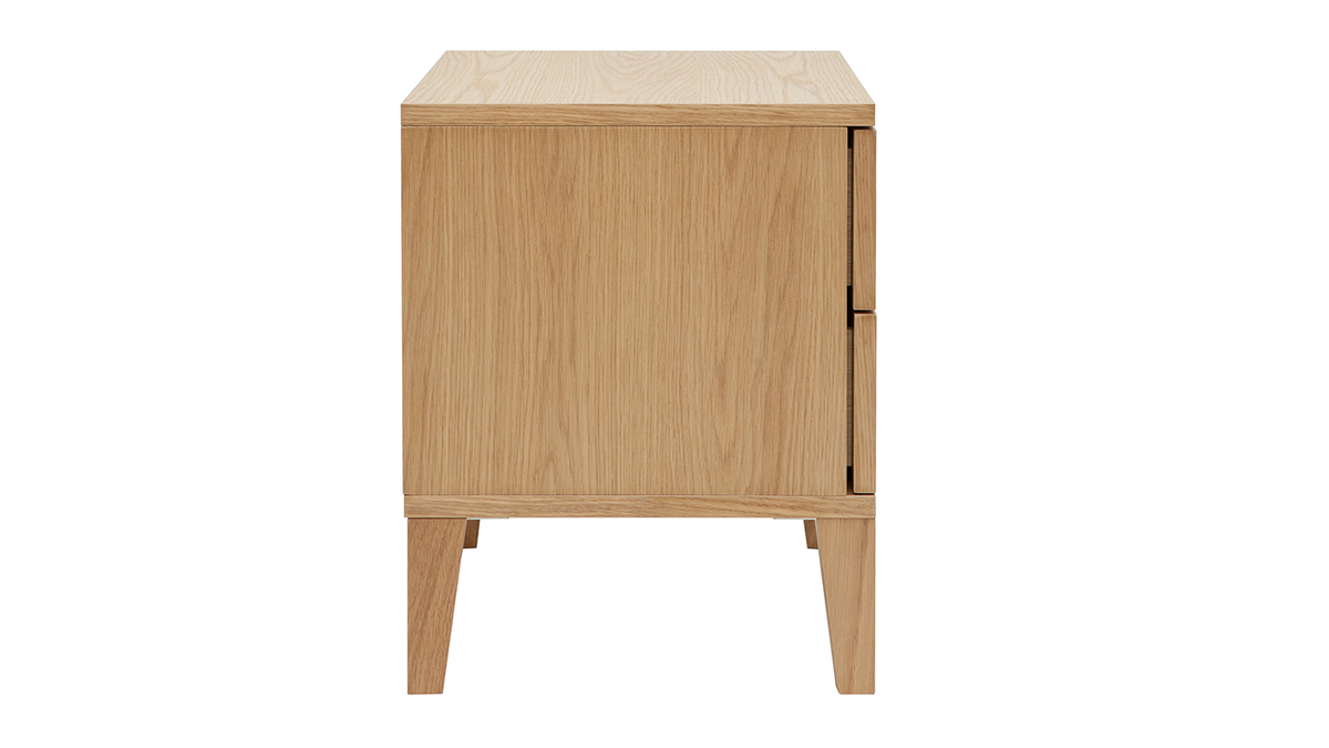 Table de chevet avec rangements 2 tiroirs scandinave bois clair chne L50 cm FREDDY