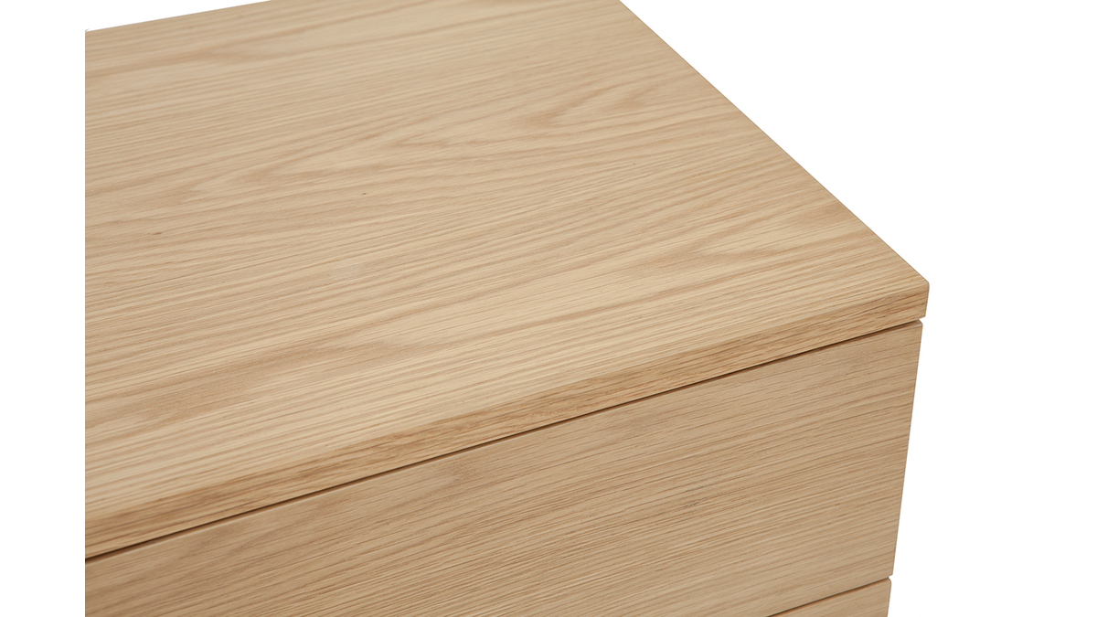 Table de chevet avec rangements 2 tiroirs scandinave bois clair chne L50 cm FREDDY