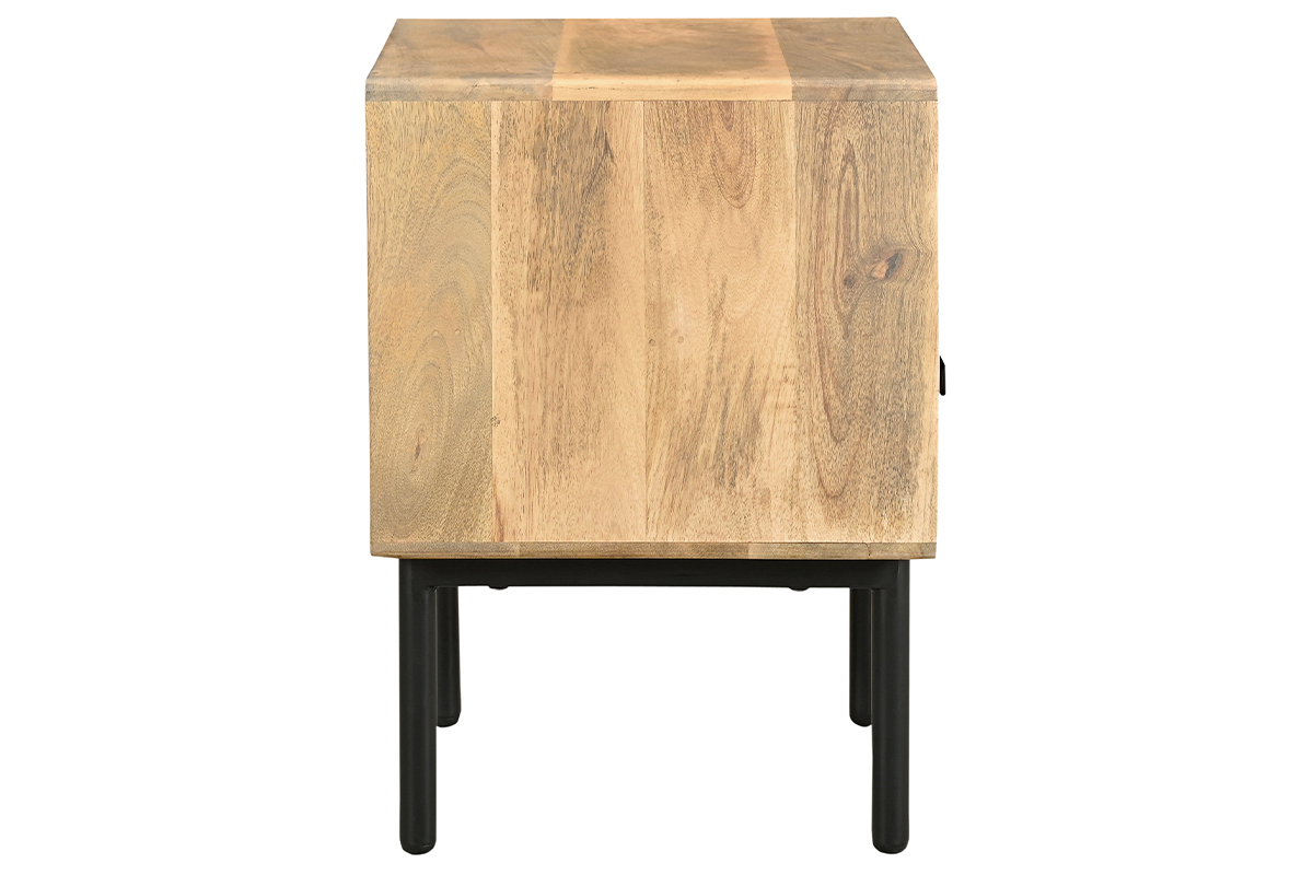 Table de chevet avec rangements en bois manguier massif et mtal noir L40 cm JUDE