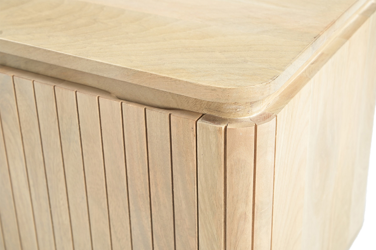 Table de chevet avec rangements en bois manguier massif et m�tal noir MERIDA