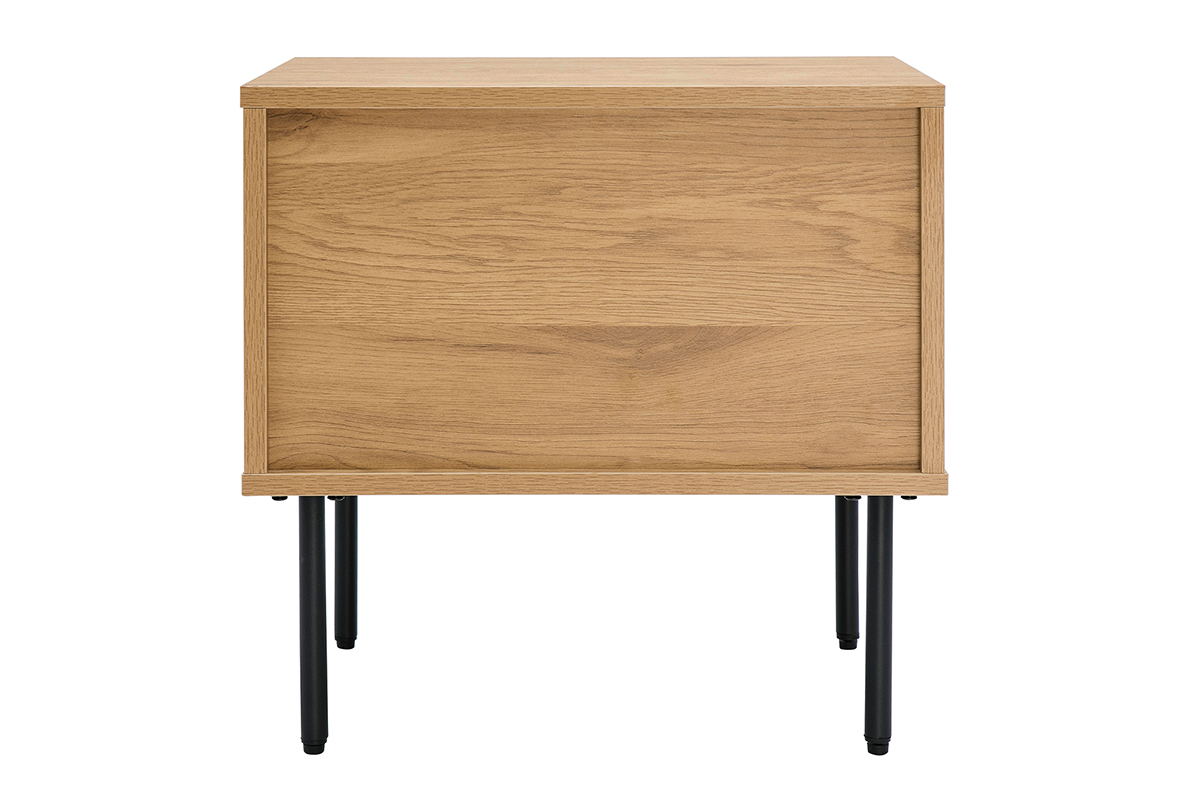 Table de chevet avec rangements finition bois clair chne et mtal noir L50 cm PERNELLE