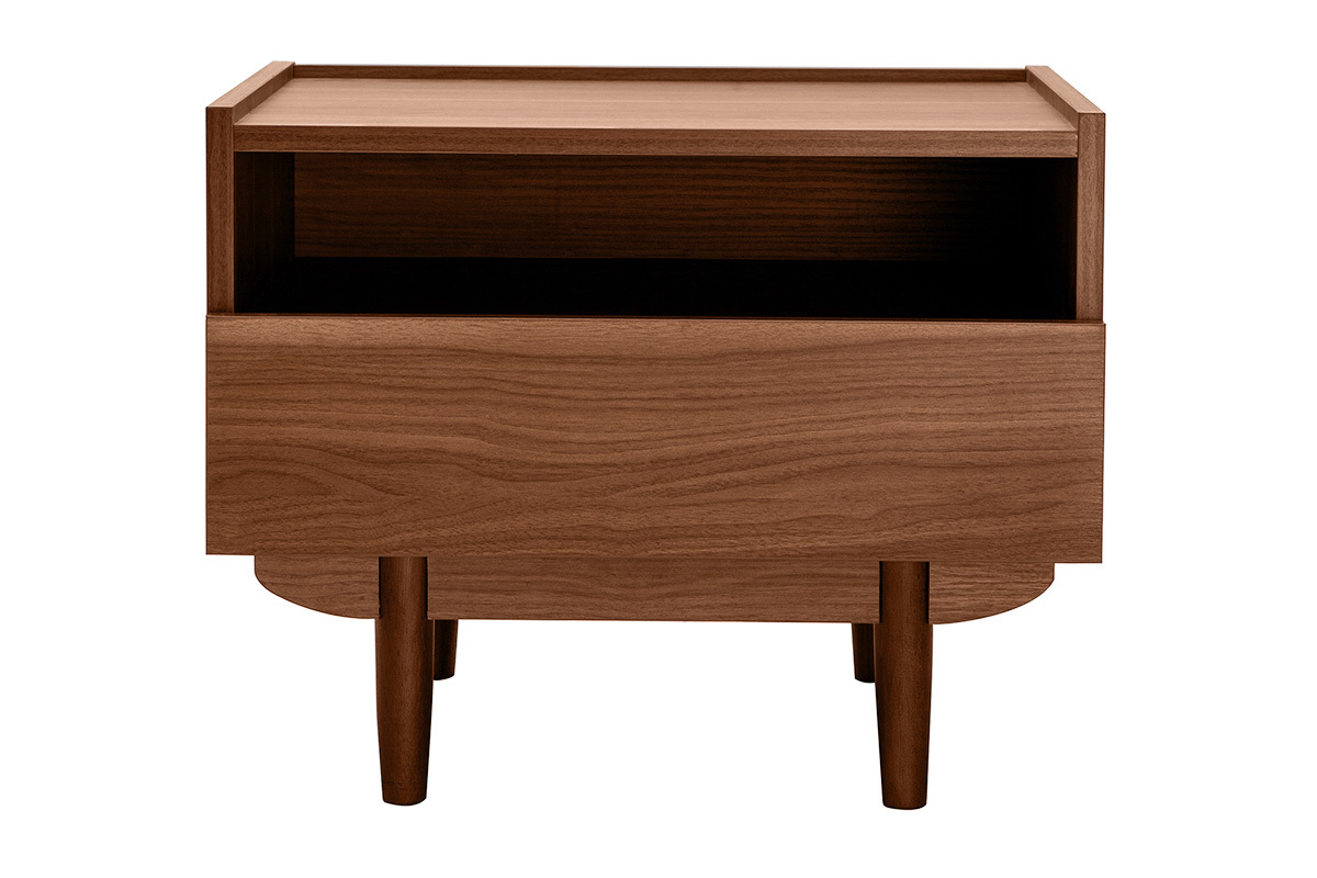 Table de chevet avec rangements finition bois fonc� noyer SANAA