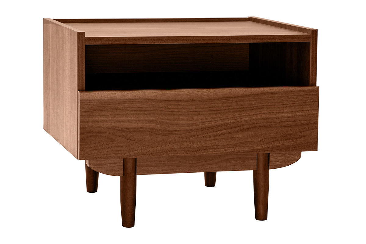 Table de chevet avec rangements finition bois fonc� noyer SANAA