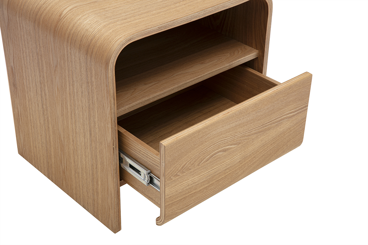 Table de chevet avec tiroir en bois clair fr�ne KYLIA
