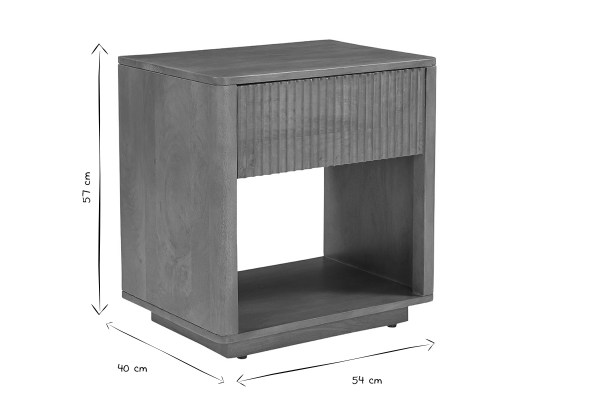 Table de chevet avec tiroir en bois fonc� manguier massif ALDA