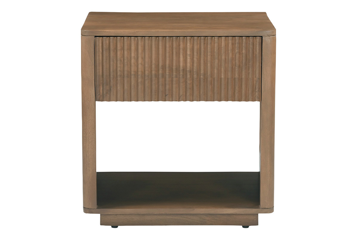 Table de chevet avec tiroir en bois fonc� manguier massif ALDA