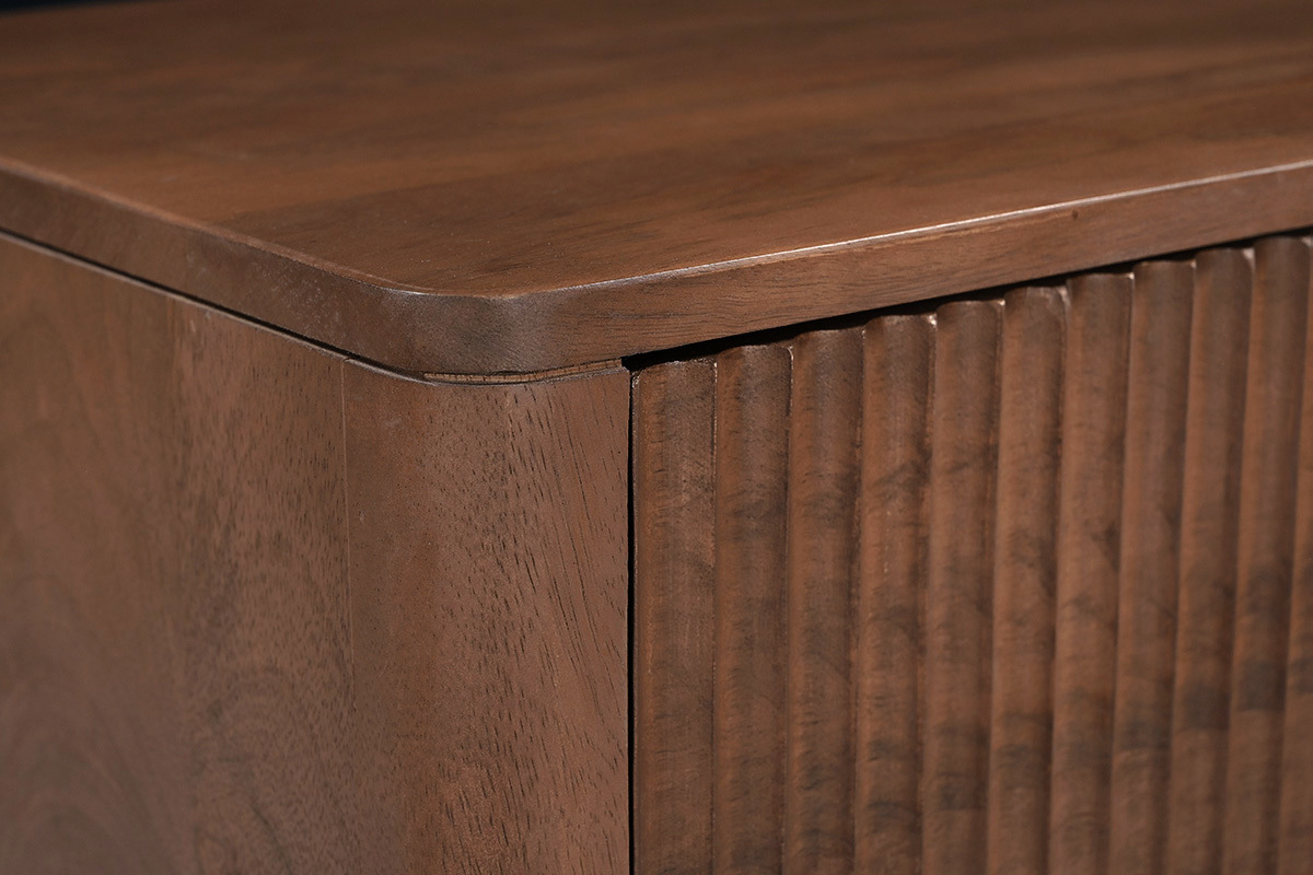 Table de chevet avec tiroir en bois fonc� manguier massif ALDA