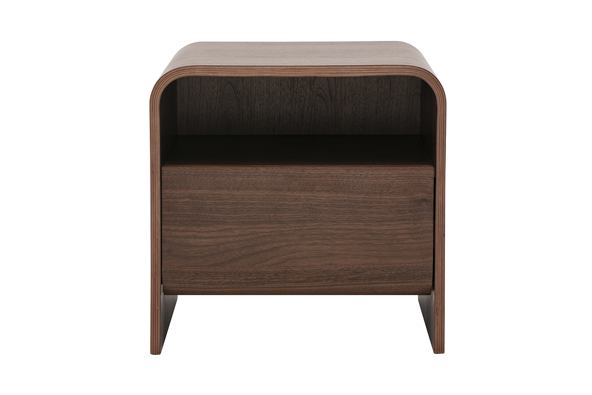 Table de chevet avec tiroir en bois fonc� noyer KYLIA